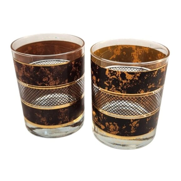 Vintage Georges Briard Double Old Fashioned Glasses Set Of 2 - Picture 6 of 9